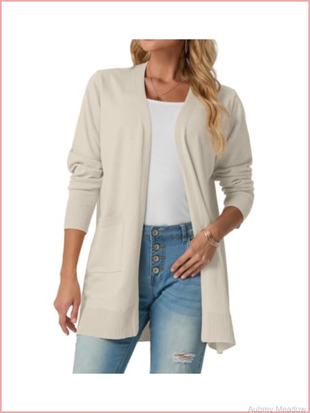 Lightweight Viscose Long Cardigan with Pockets Business Casual